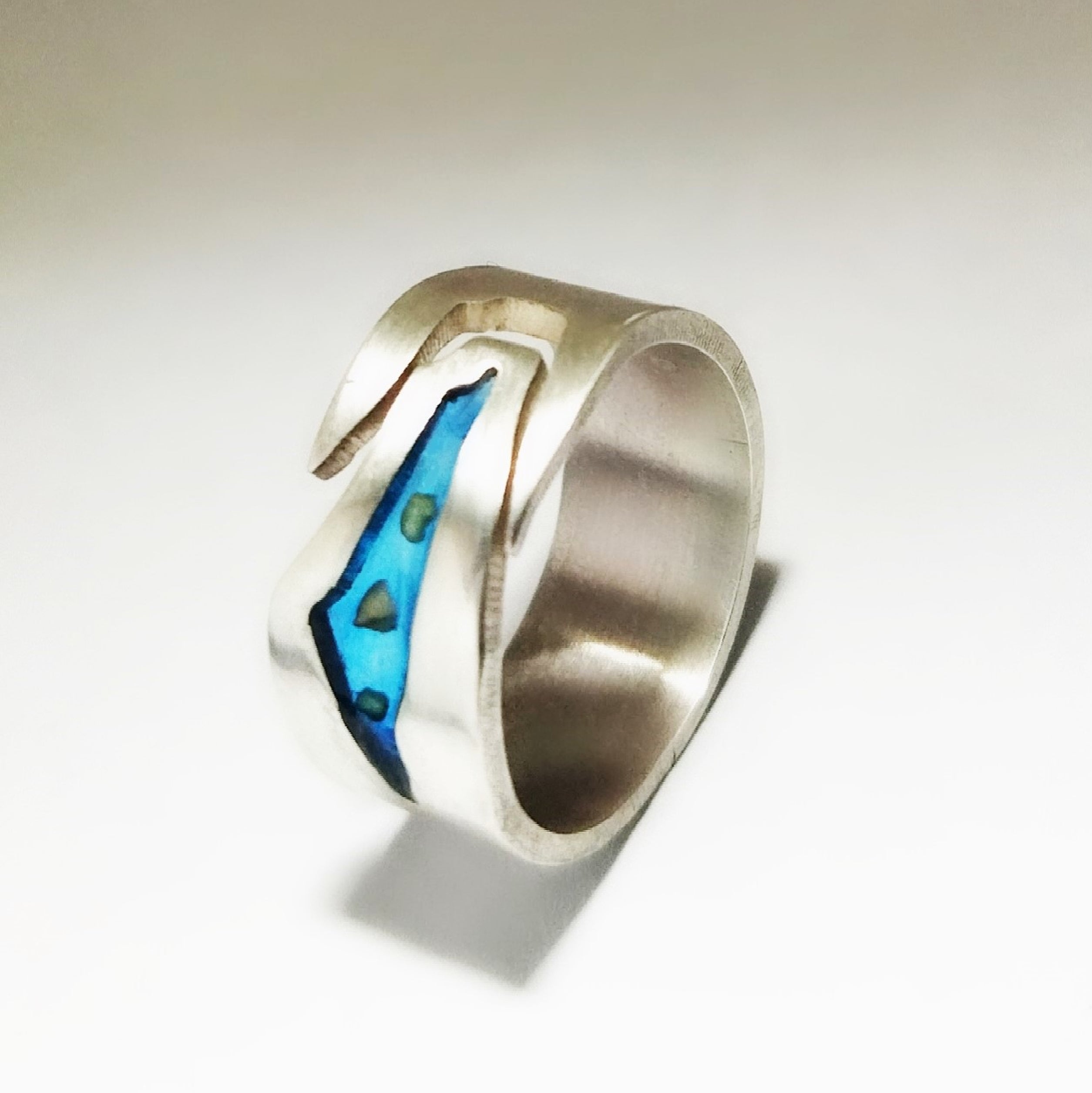 Silver map ring with stones from different cities. Handmade in Palestine. Fair trade