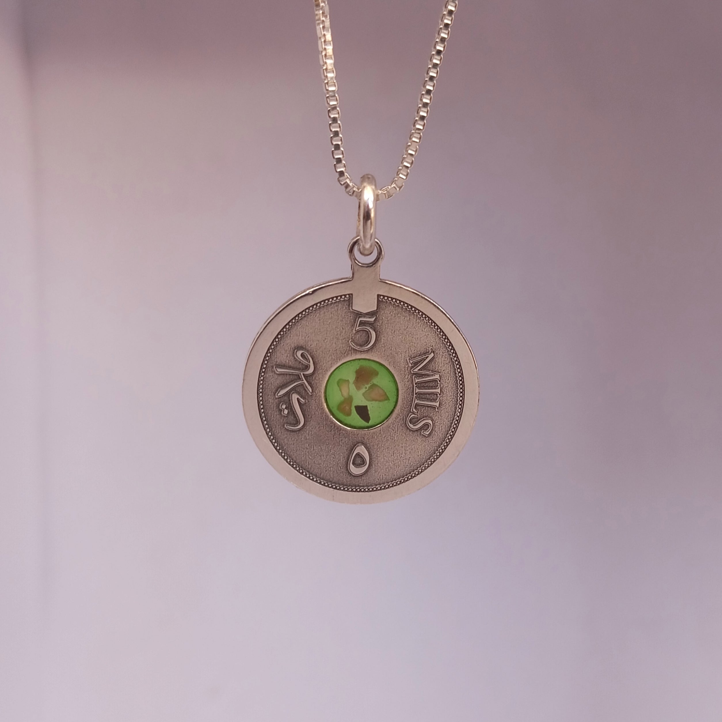 Silver coin necklace with stones from different cities. Handmade in Palestine. Fair trade