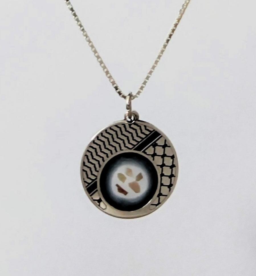 Palestinian Kufiyyeh twin necklace. Silver and gold plated silver