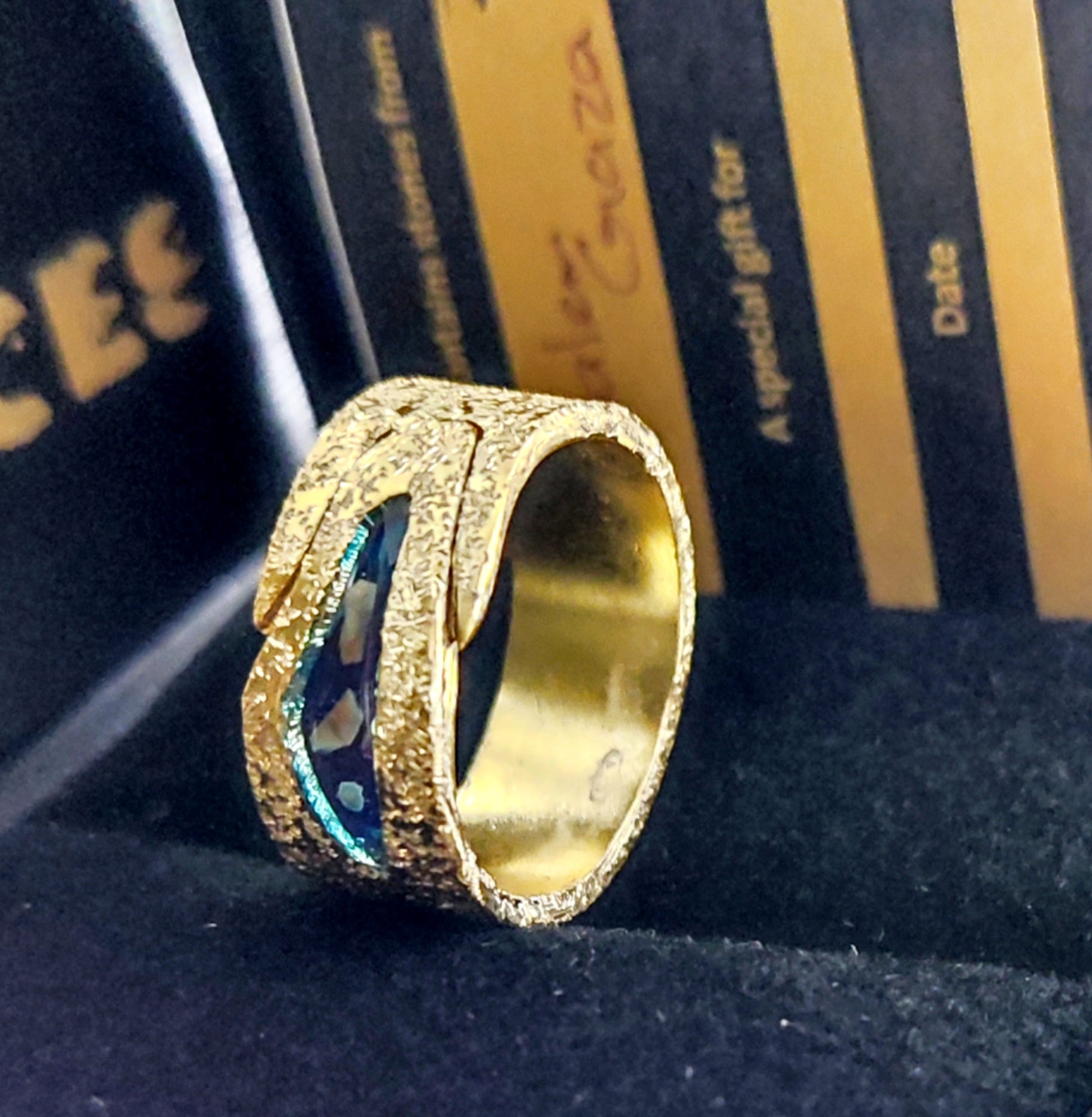 Palestine map ring with a unique finish. Gold-plated silver. Handmade