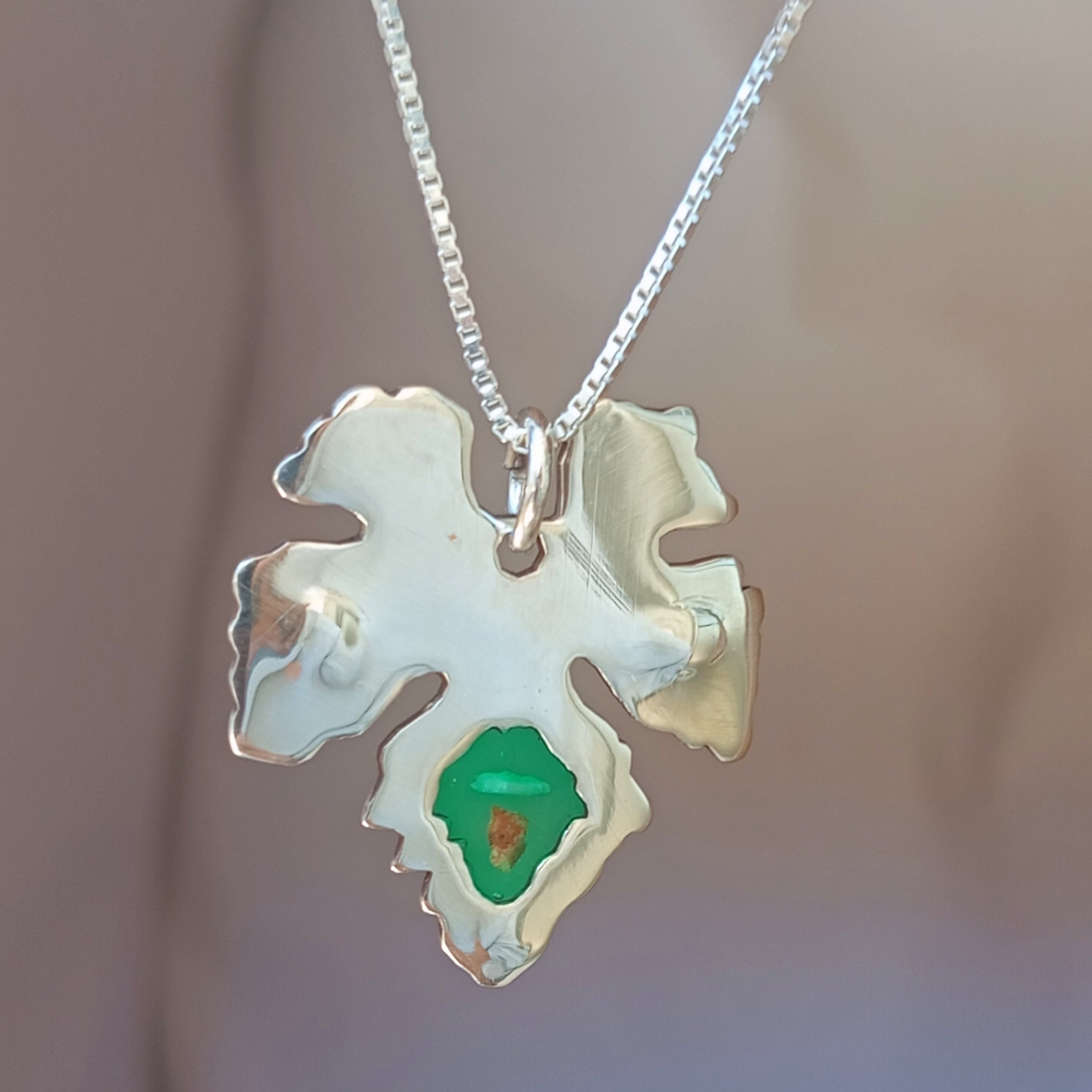 Grape leaf necklace. Silver or gold plated silver. Handemade in Palestine. Fair trade