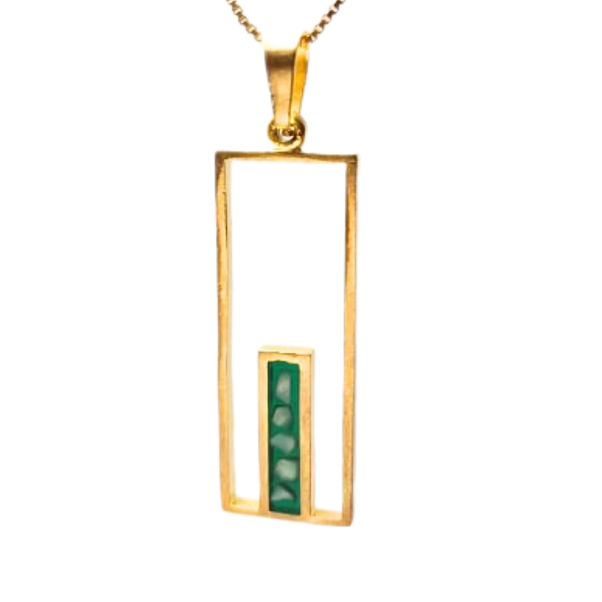 Jerusalem Gate Necklace with a green stone from a Palestinian city