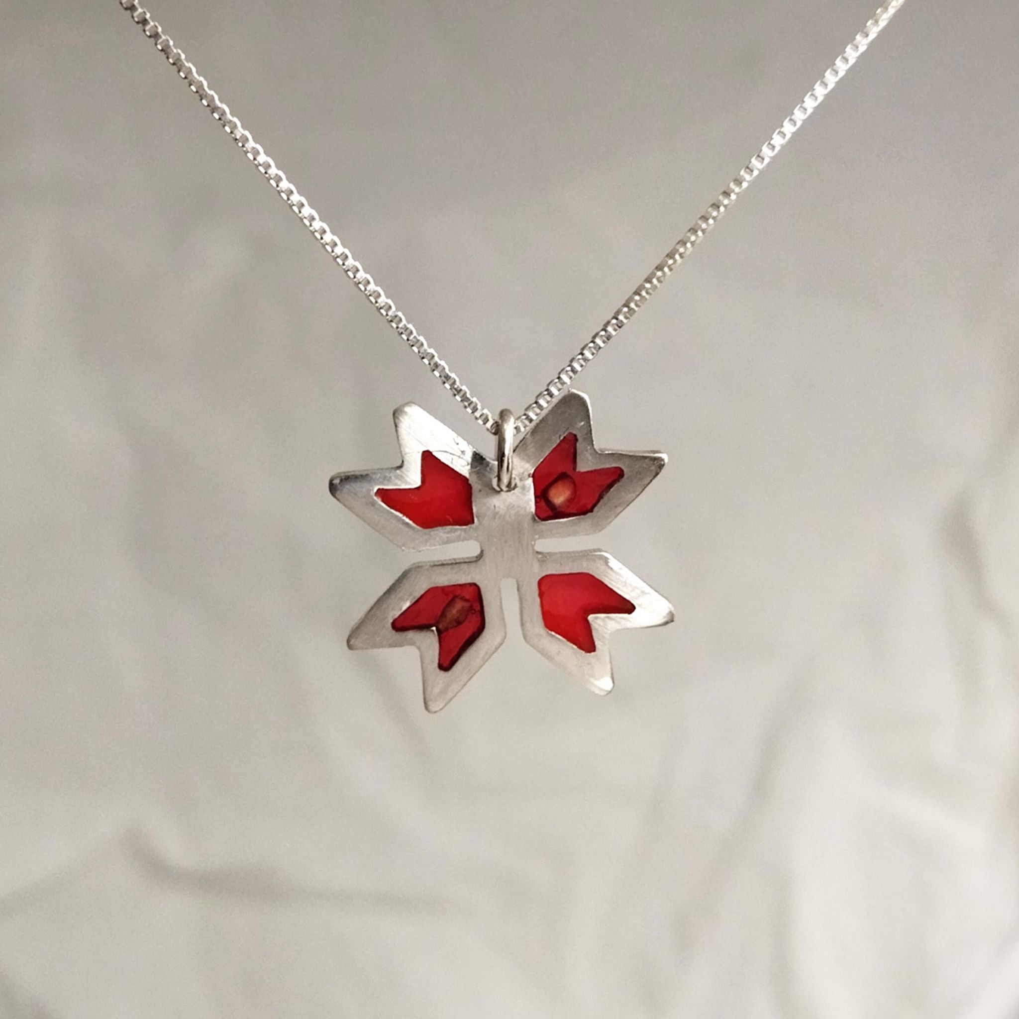 Silver Canaan Star Necklace inspired by the ancient Canaanite star, handmade in Ramallah