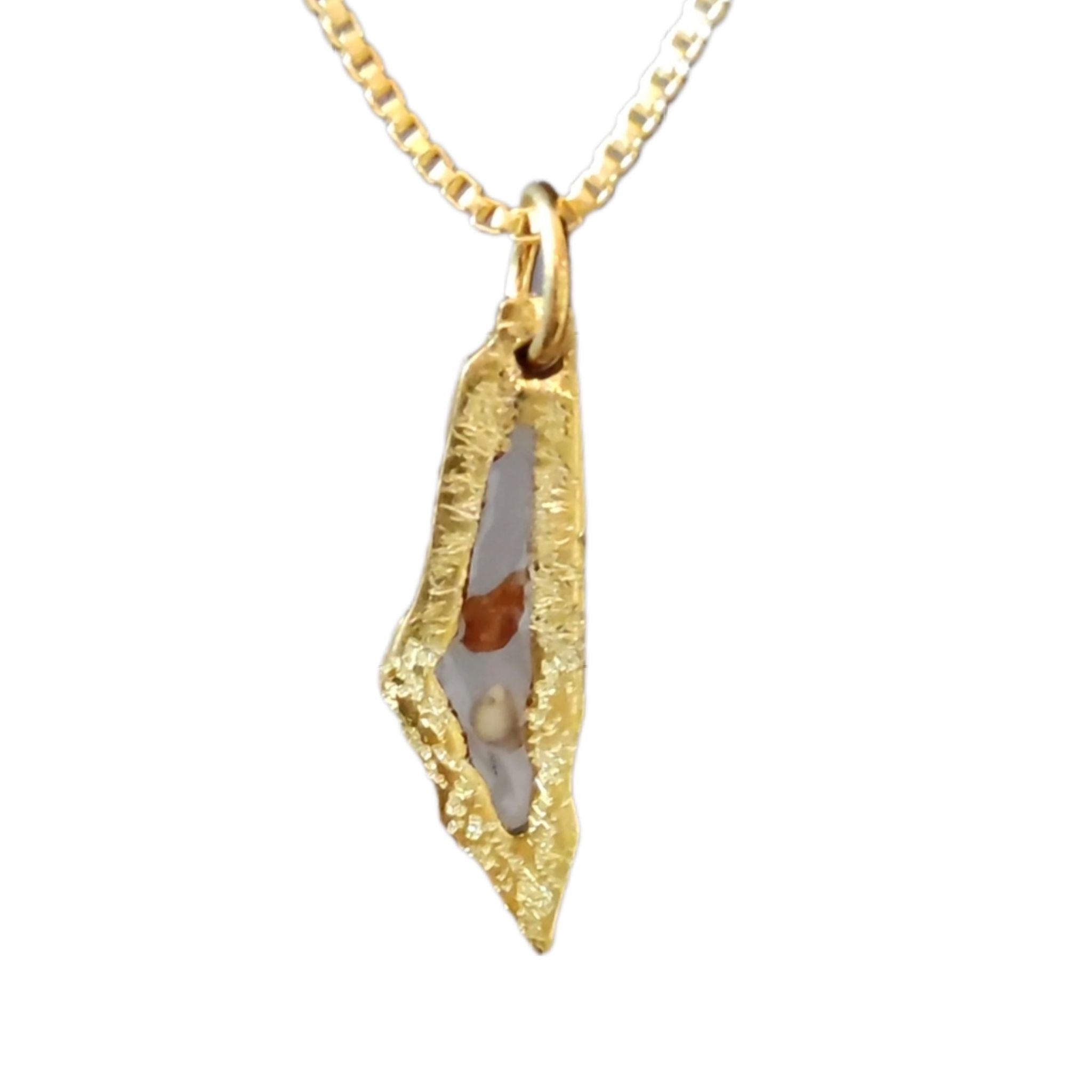 gold plated mini Palestine map necklace -white stone.