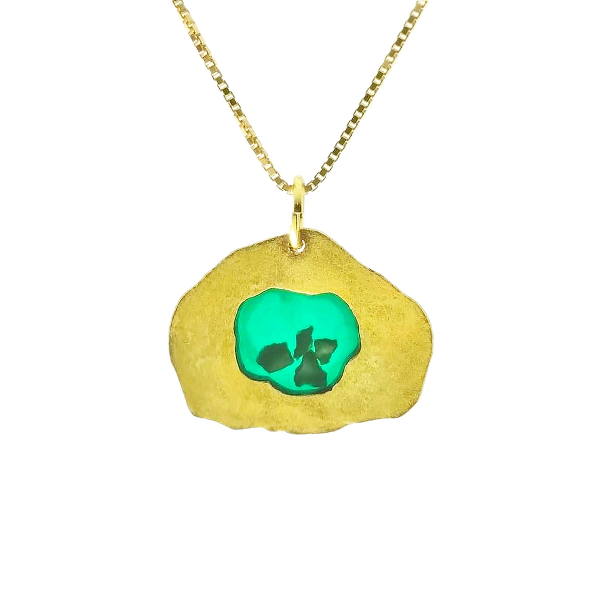 The Stone Necklace with a green stone from a Palestinian city gold