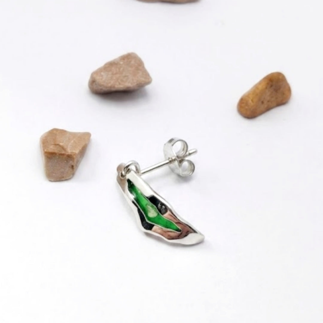Handmade sterling silver map earrings. Palestinian jewelry Brand 