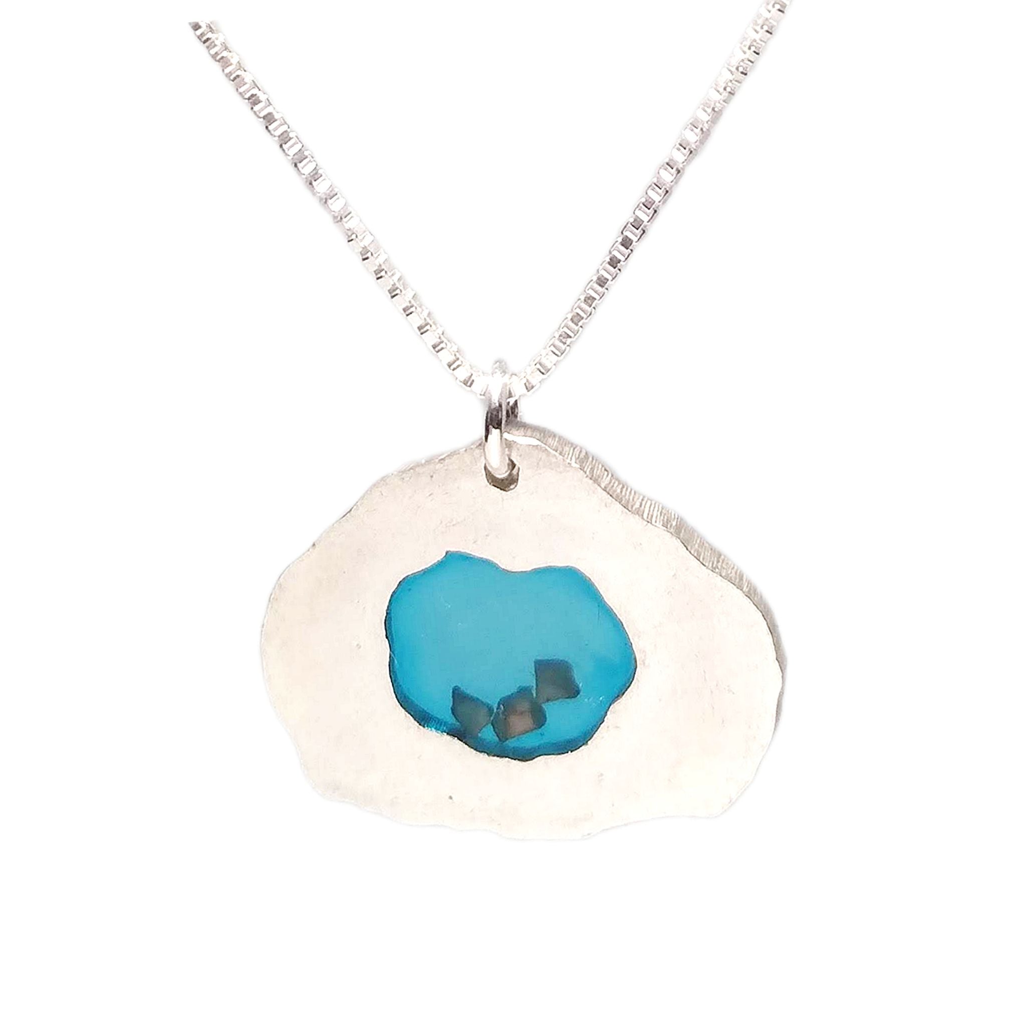 The Stone Necklace with a blue stone from a Palestinian city