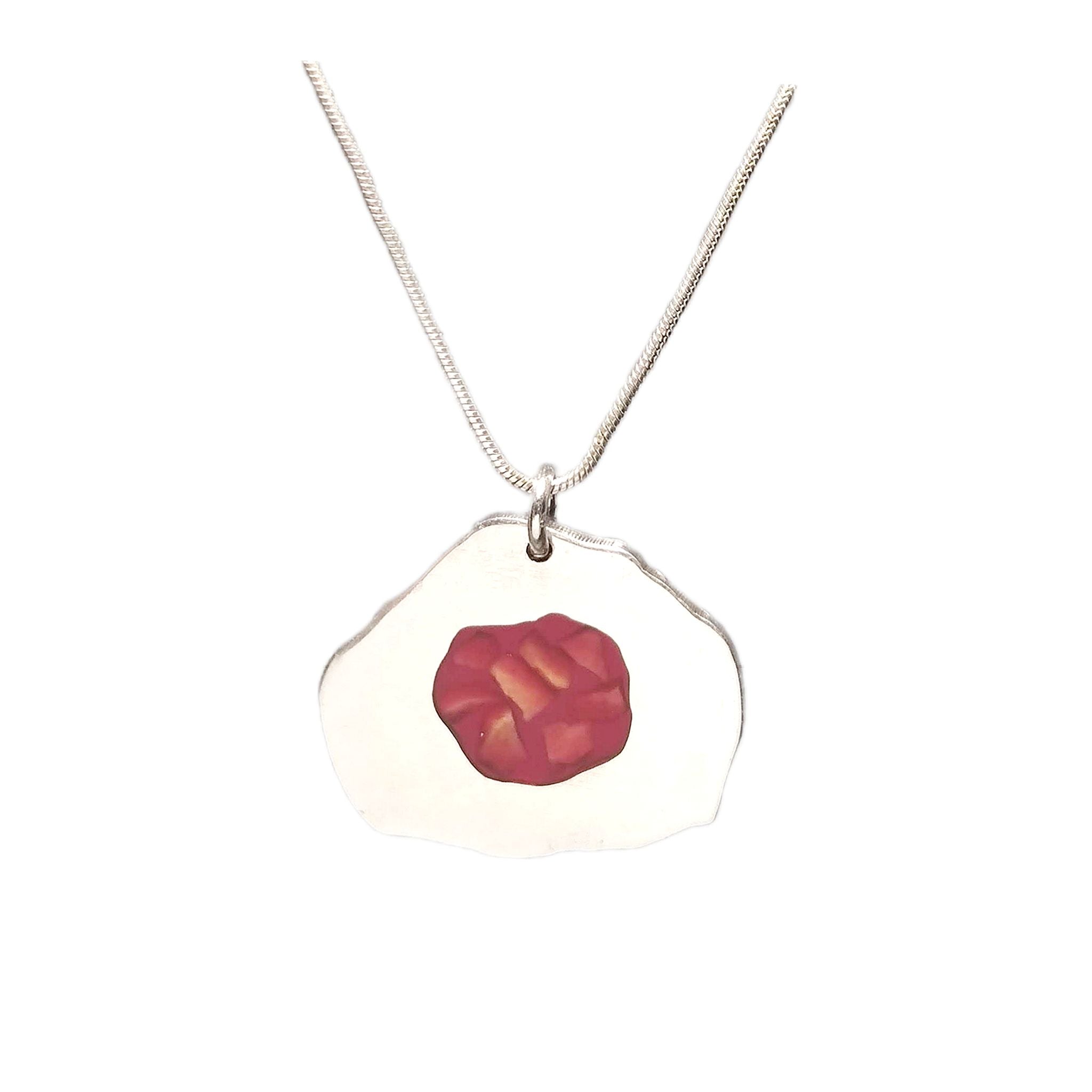 The Stone Necklace with a red stone from a Palestinian city