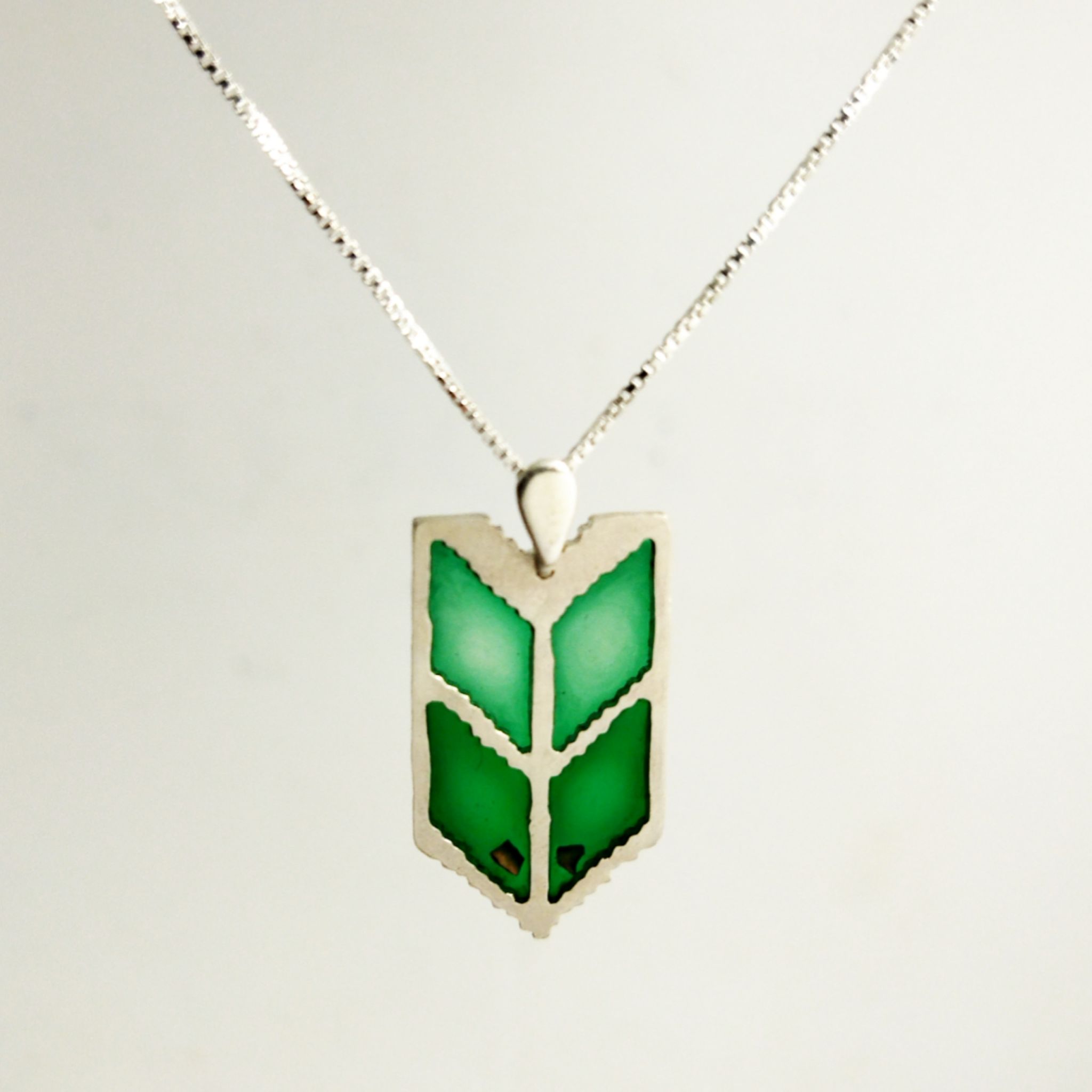 Silver embroidery necklace with Palestinian tatreez stitch pendant, handmade in Ramallah